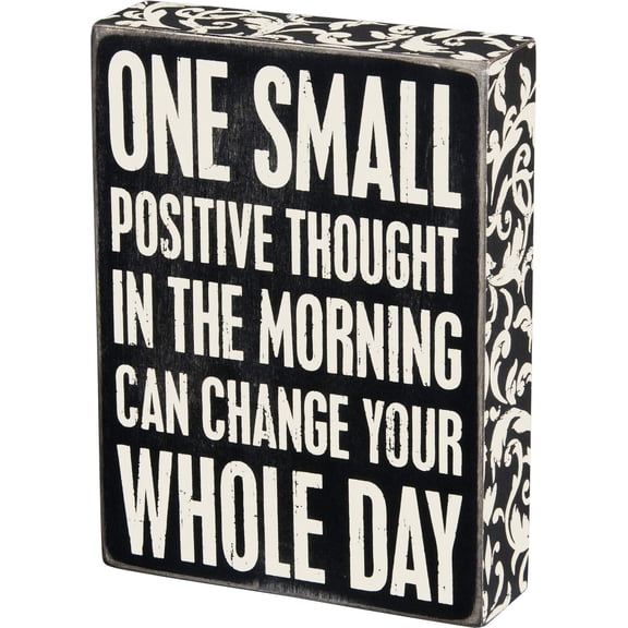 Primitives by Kathy Floral Trimmed Box Sign, 6" x 8", Positive Thought