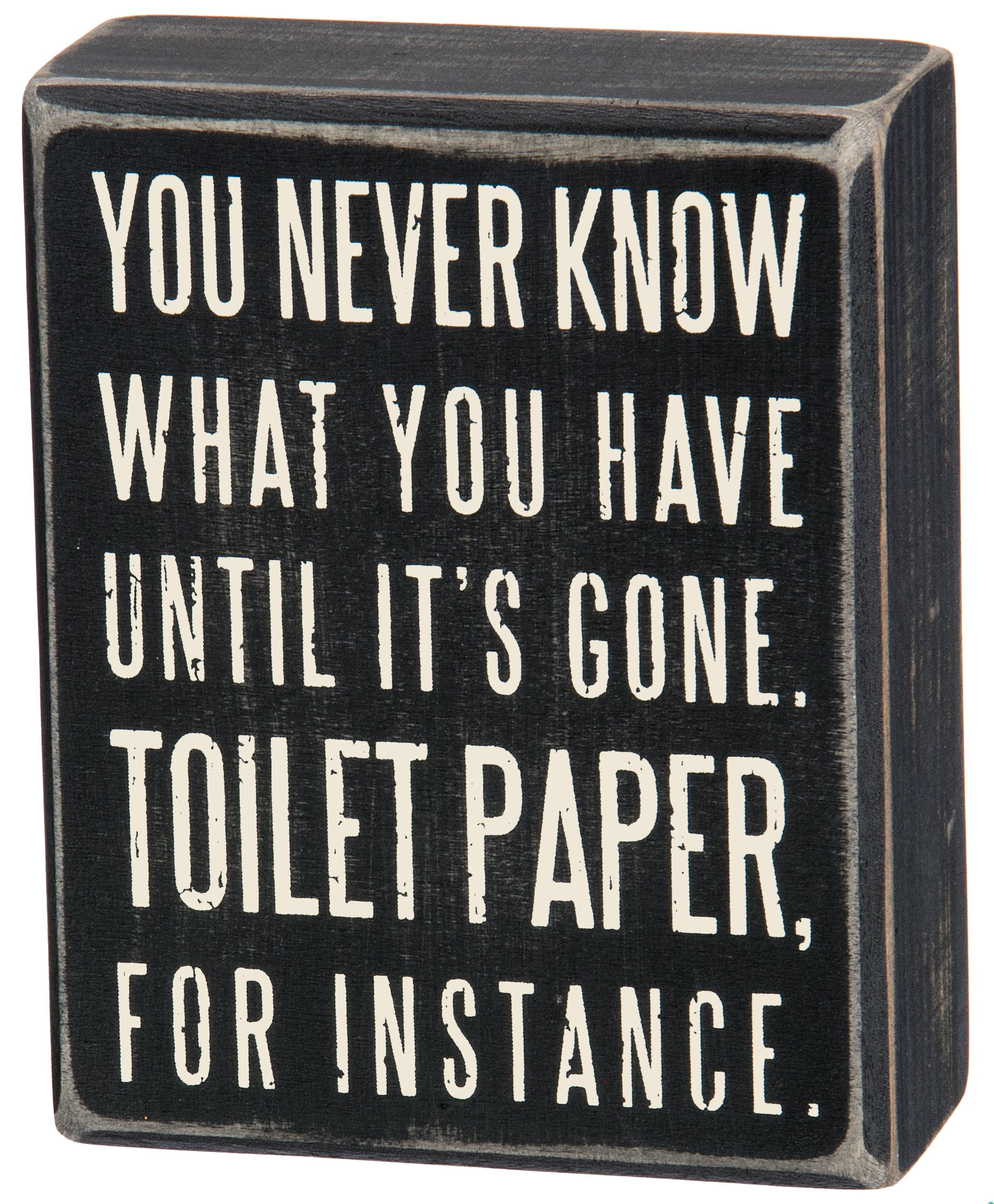 Vintage Black Wooden Bathroom Sign with Humorous Quote