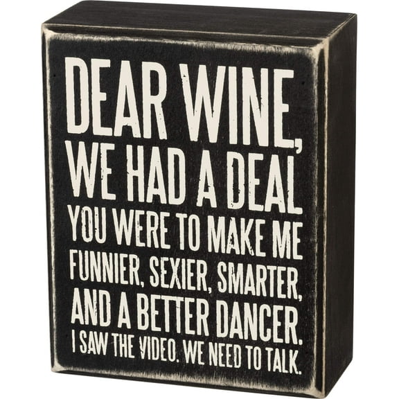 Primitives by Kathy 27179 Box Sign, 4" x 5", Dear Wine