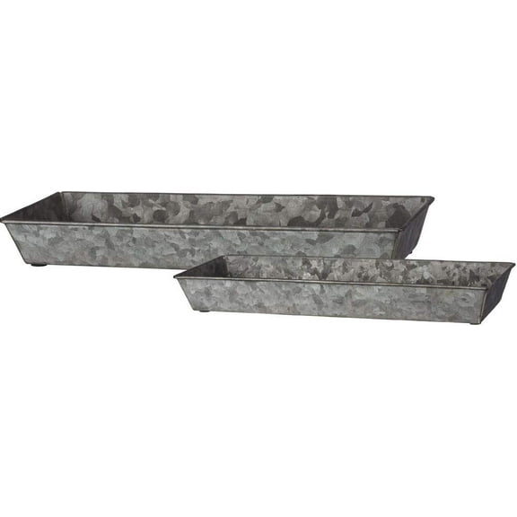 Primitives by Kathy 39710 Rectangular Trays, Set of Two, Galvanized