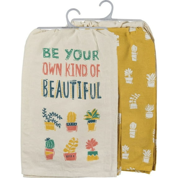Primitives by Kathy Be Your Own Kind Of Beautiful Dish Towel Set with Potted Succulents Design