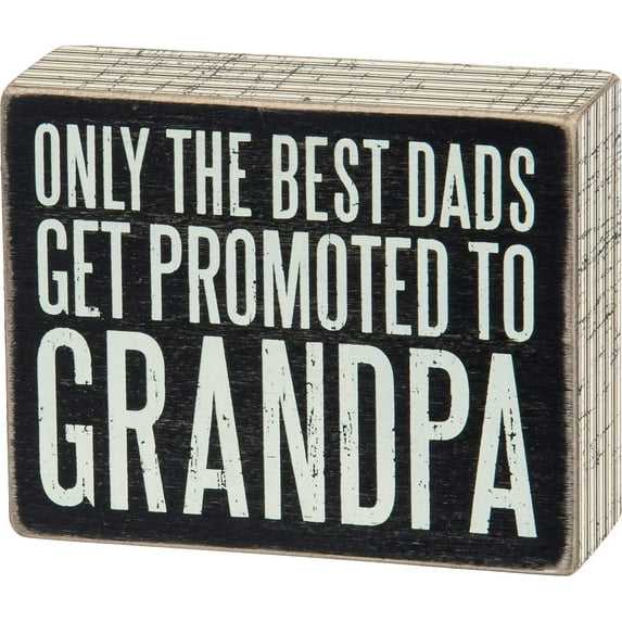 Primitives by Kathy Box Sign, Promoted to Grandpa, 5 by 4-Inch