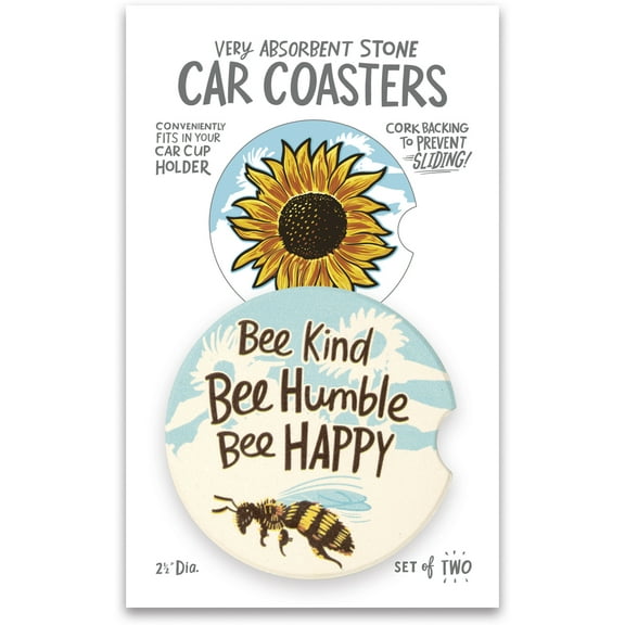 Primitives by Kathy Car Coasters - Bee Kind Bee Humble Bee