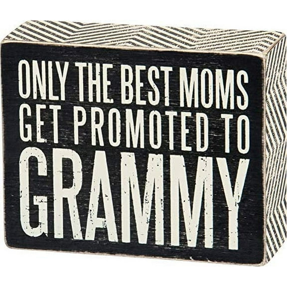 Primitives by Kathy Chevron Trimmed Box Sign, 5" x 4", Black and White