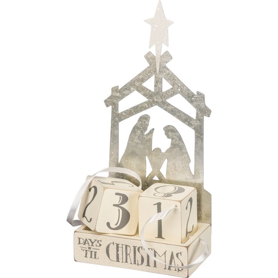 Primitives by Kathy Christmas Countdown Wood Blocks Set, Nativity, 3 Piece