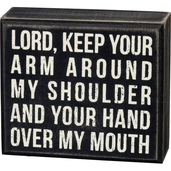 Primitives by Kathy Classic Box Sign, 3,5 x 4-Inches, Hand Over Mouth