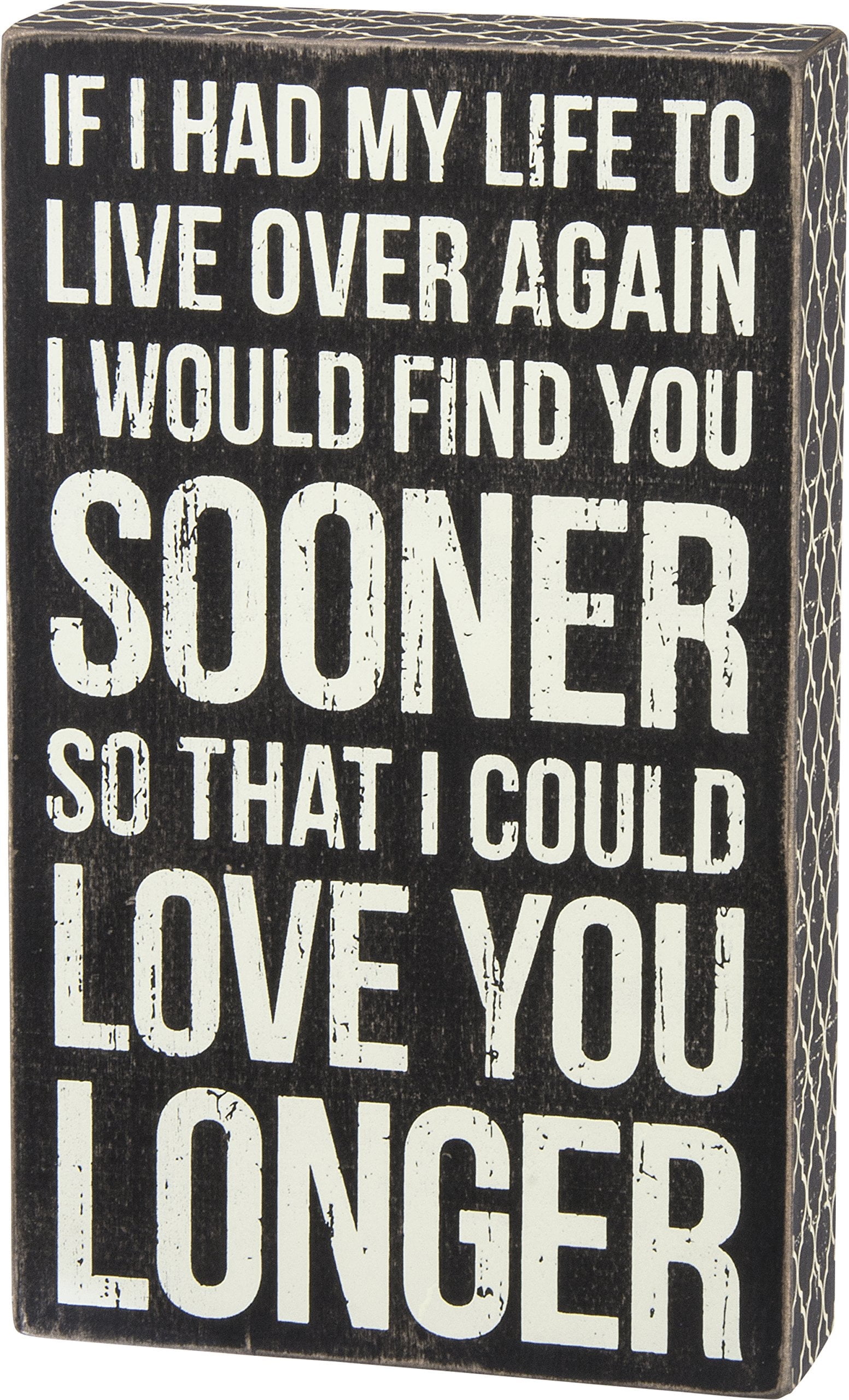 Black and White Wooden Love Quote Box Sign