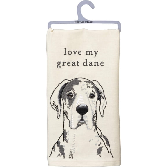 Primitives by Kathy Dish Towel, 26"L x 20"W, Love My Great Dane