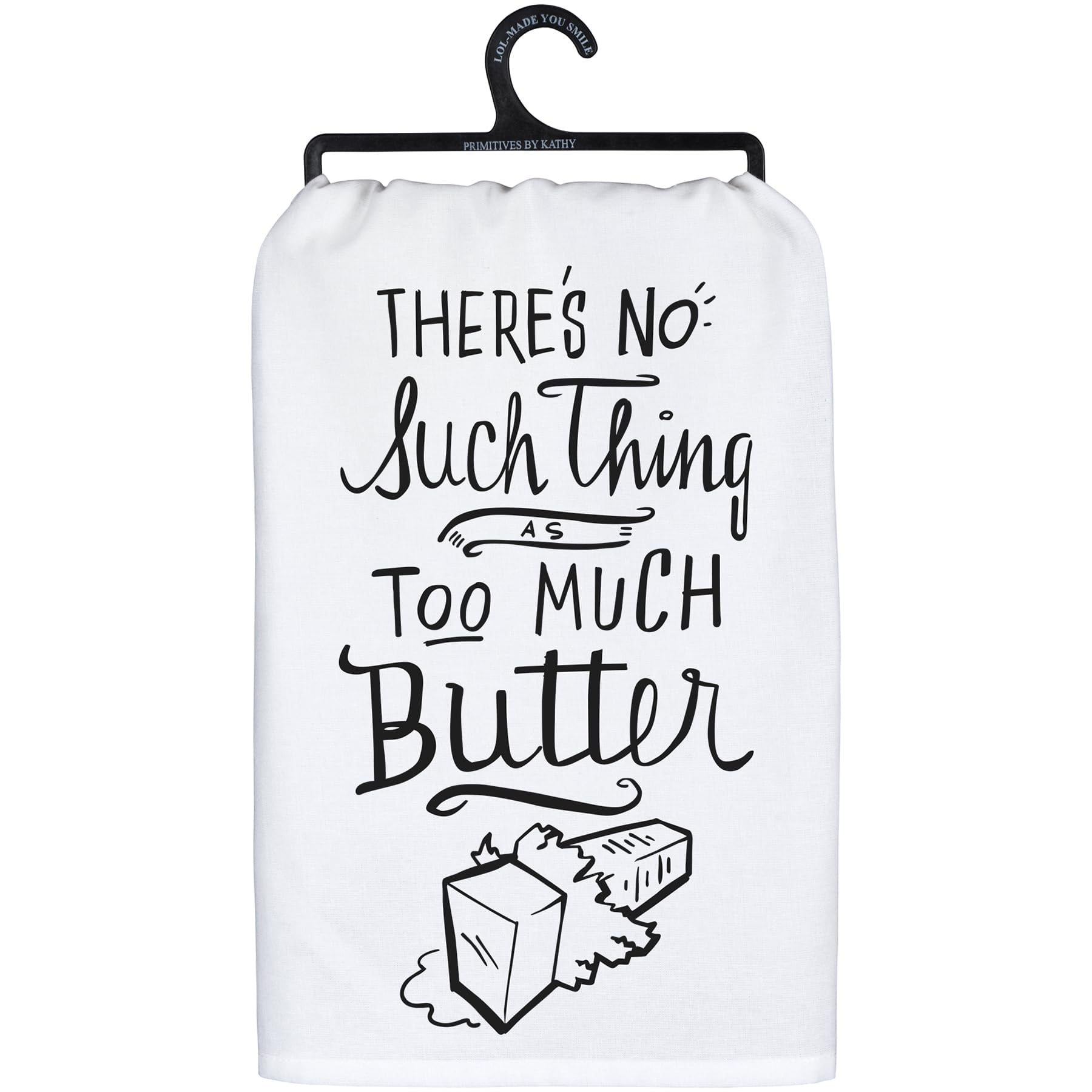 White Cotton Hand Towel with Fun Butter Design