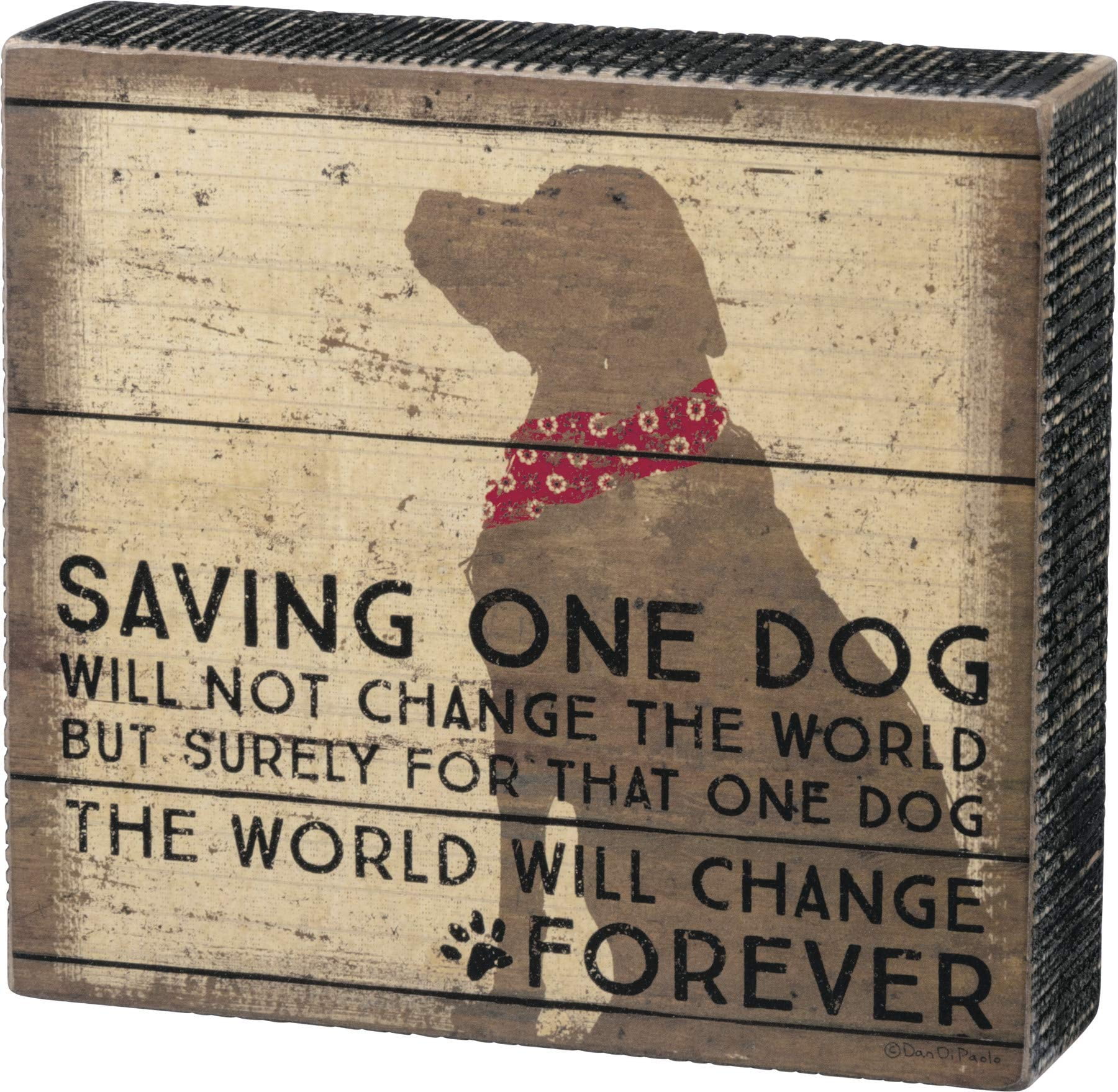 Distressed Wood Dog Silhouette Wall Sign with Quote