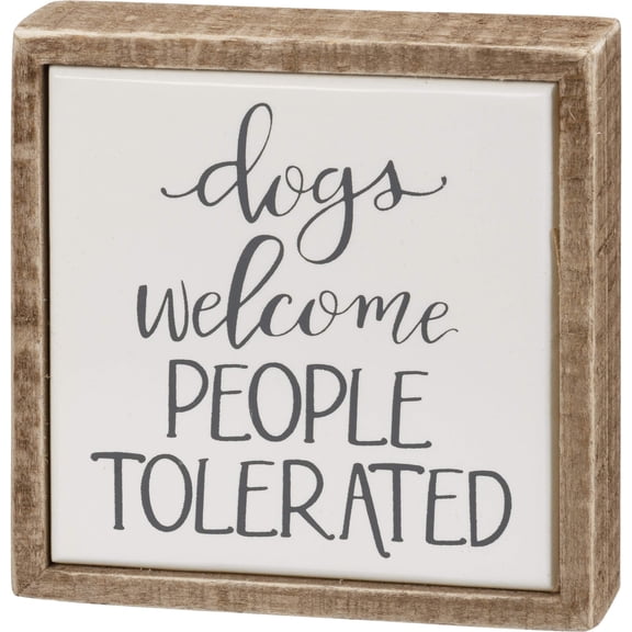 Primitives by Kath Box Sign, Mini, Dogs Welcome