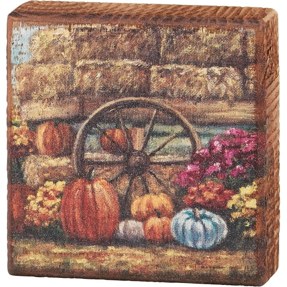 Primitives by Kathy Fall Farm Wagon Block Sign