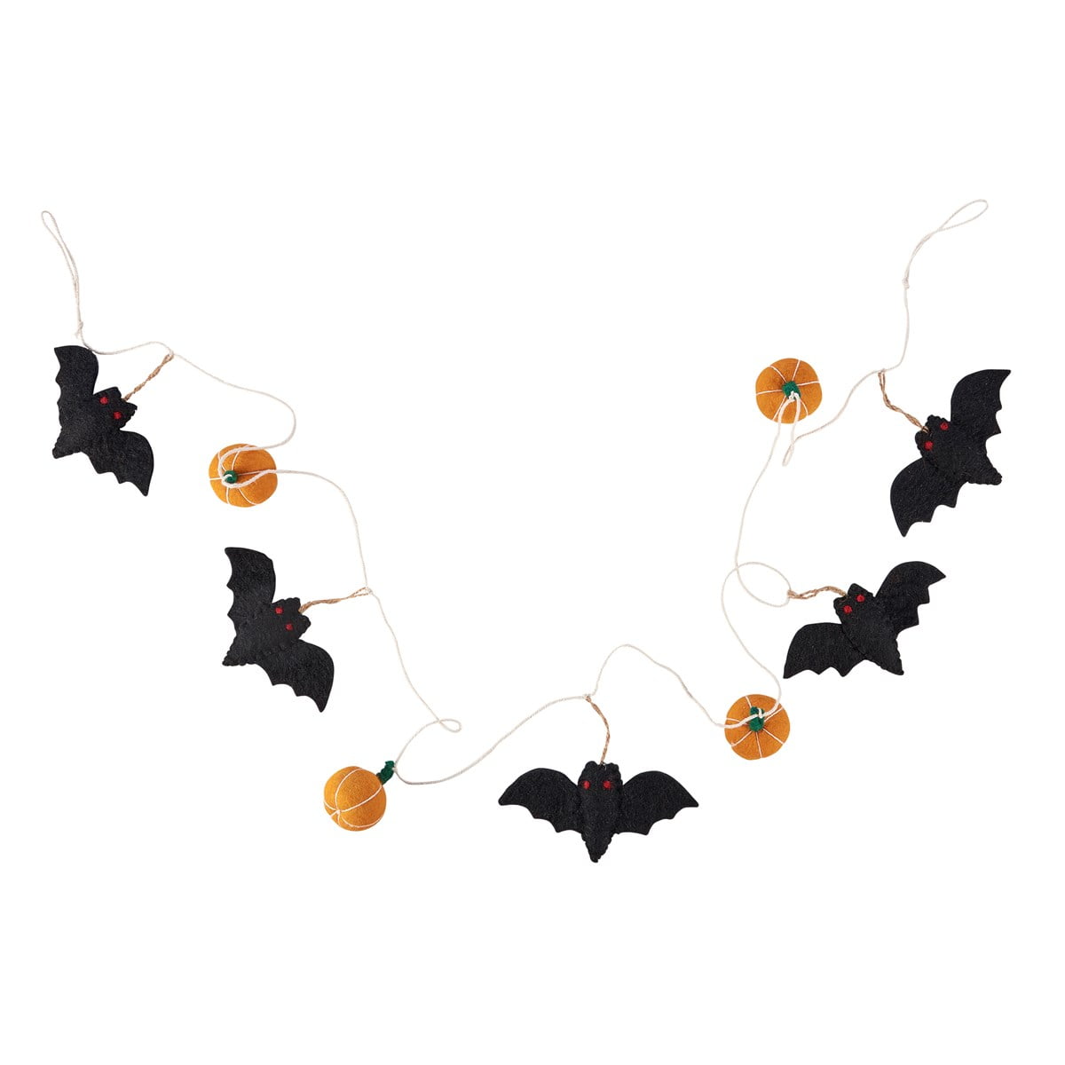 72" Black and Orange Felt Halloween Garland with Bats and Pumpkins