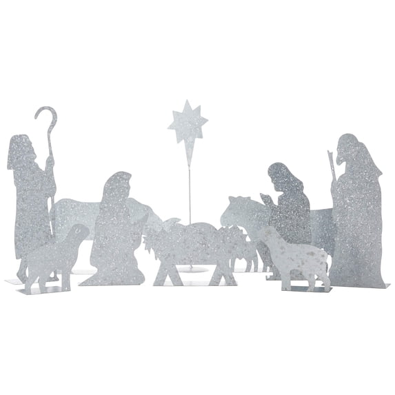 Primitives by Kathy Galvanized Metal Stand Up Set, Nativity Scene, 10 Piece