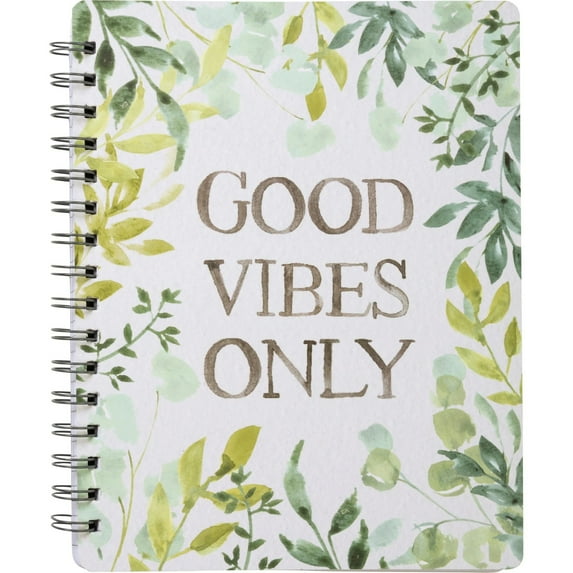 Primitives by Kathy Good Vibes Only Botanical Spiral Notebook | Art on Both Sides | 5.75" x 7.50" | 120 Lined Page