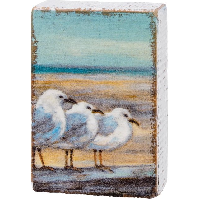 Primitives by Kathy Home Décor Sign Seagulls On The Beach Wood Block