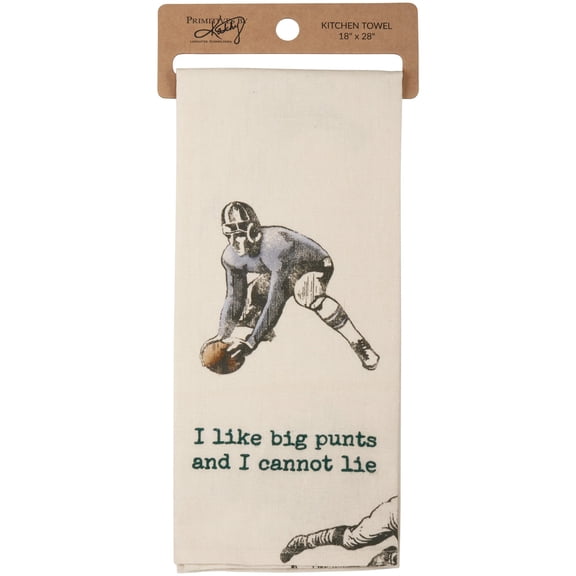 Primitives by Kathy I Like Big Punts Football Kitchen Dish Towel 18" x 28"