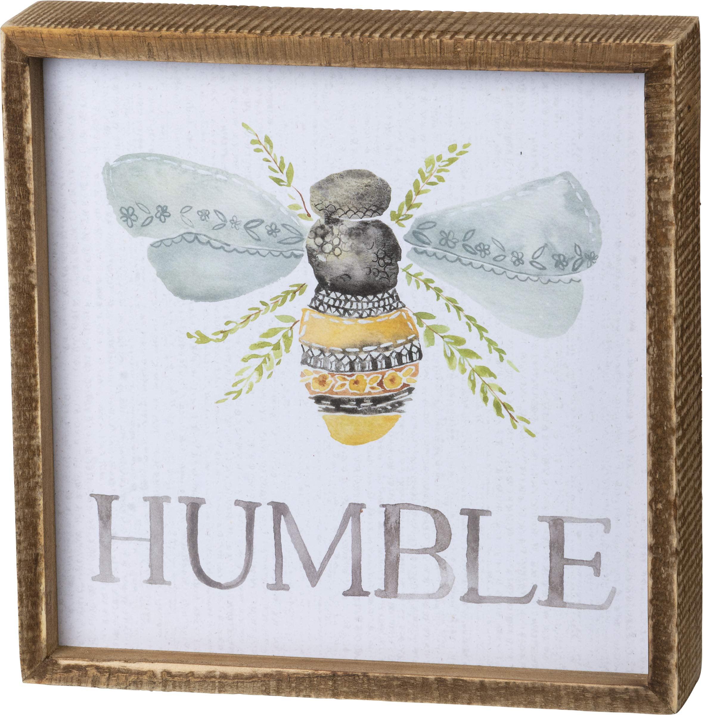 Rustic Square Wood Wall Mount Humble Flower Sign