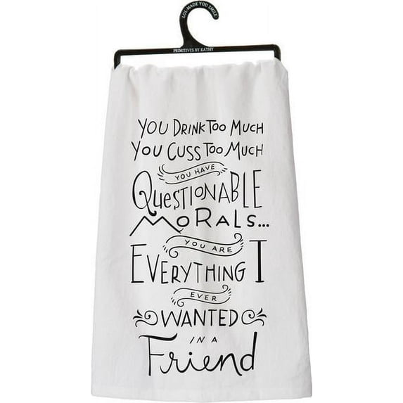Primitives by Kathy LOL Made You Smile Home Décor Dish Towel, Cotton You Drink Too Much Small