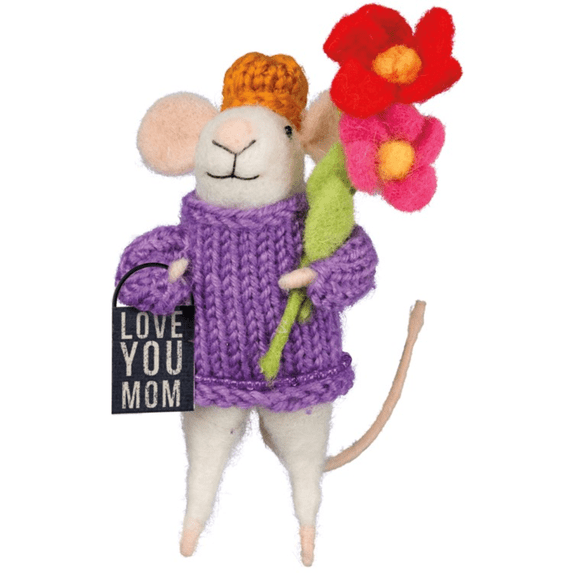 Primitives by Kathy Love You Mom Mouse Critter Ornament