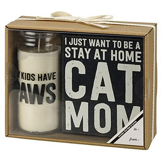 Primitives by Kathy My Kids Have Paws; I Just Want to Be A Stay at Home Cat Mom Home Décor Gift Set