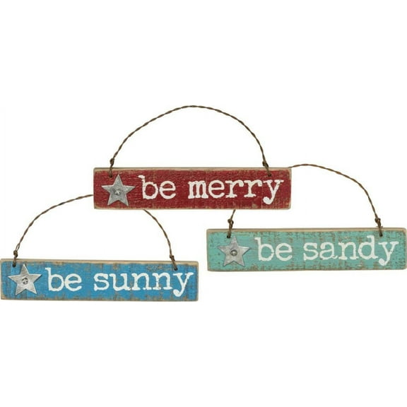 Primitives by Kathy Ornament Be Merry Be Sunny Be Sandy Set of 3