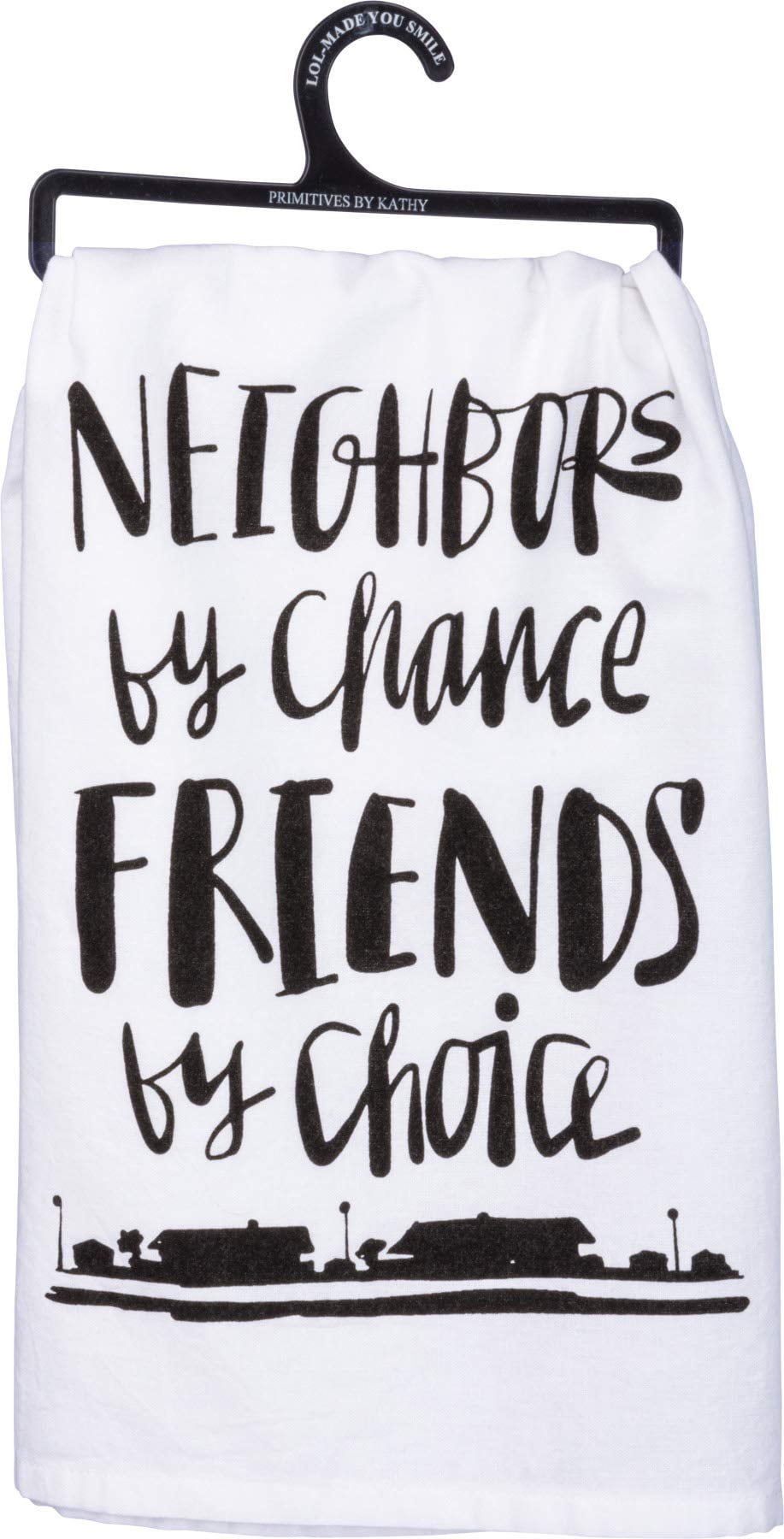 White Cotton Kitchen Towel with Black Print
