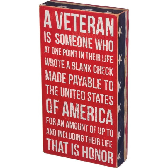 Primitives by Kathy Patriotic-Inspired Box Sign, 6 x 11-Inches, A Veteran