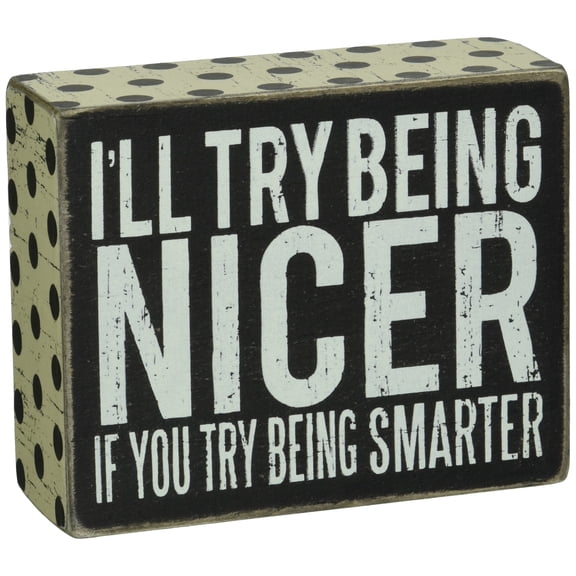 Primitives by Kathy Polka Dot Trimmed Box Sign, 4 x 5-Inches, Being Nicer