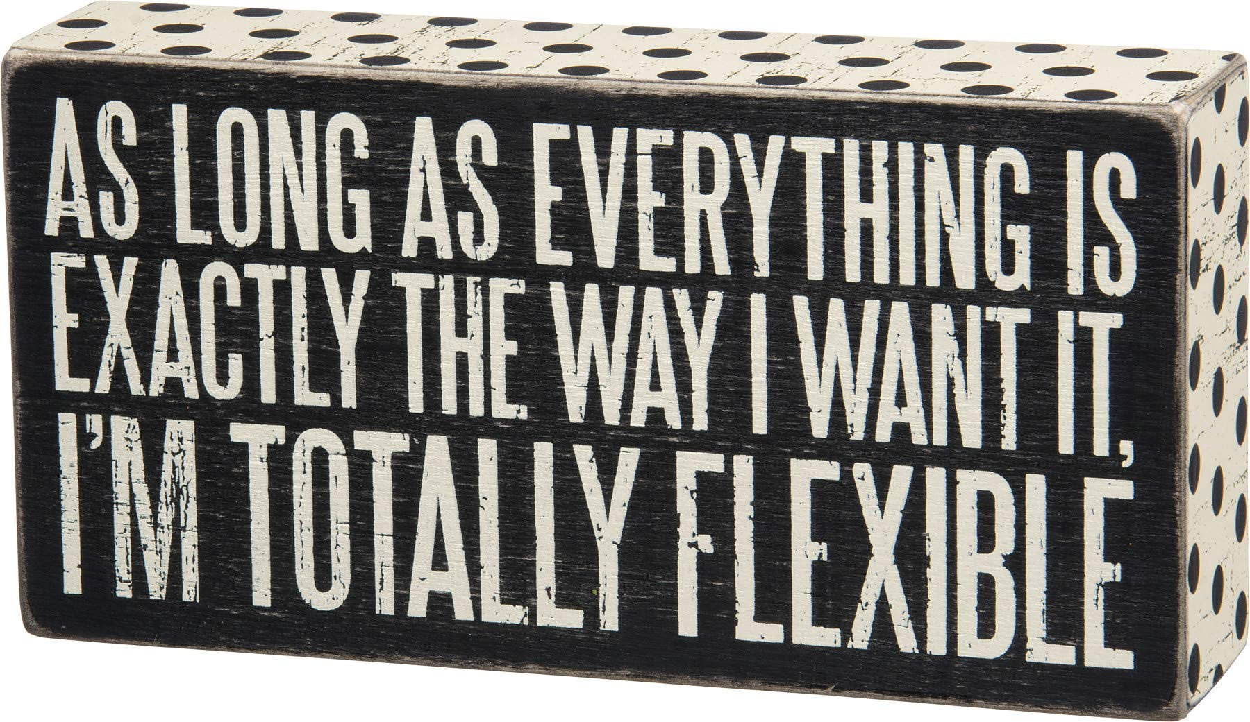 Black and White Polka Dot Trimmed Wooden Box Sign