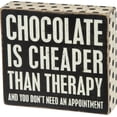 thumbnail image 1 of Primitives by Kathy Polka Dot Trimmed Box Sign, Chocolate is Cheaper, 1 of 2