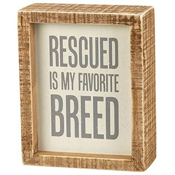 Primitives by Kathy Rescued is My Favorite Breed Home Dcor Inset Sign