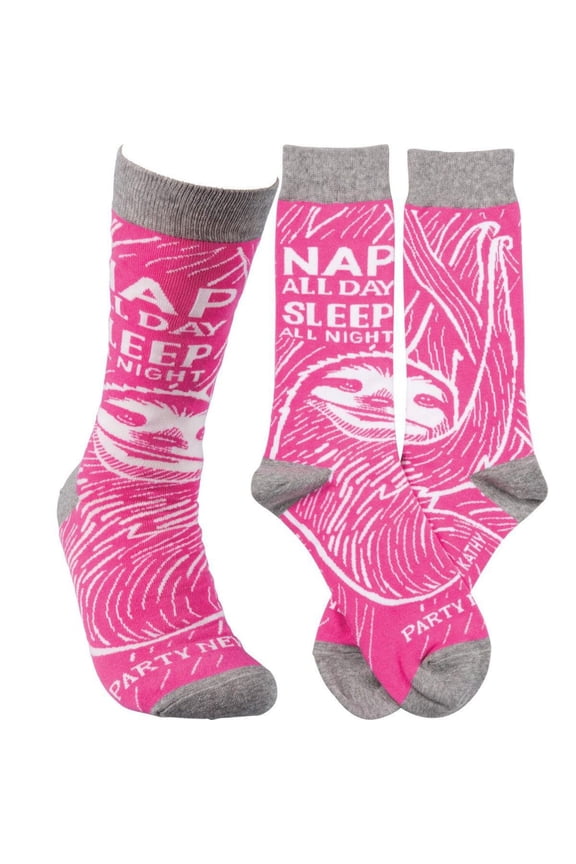 Unisex Socks - Sleep All Day, Party Never, Sloth