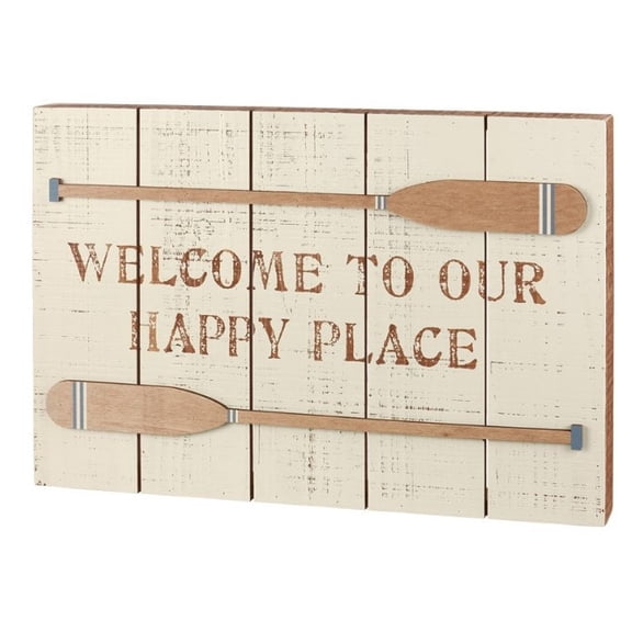 Primitives by Kathy Welcome Our Happy Place Slat Box Sign