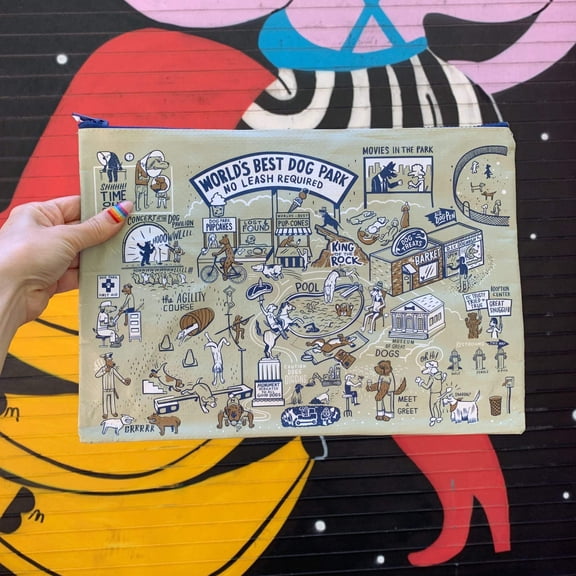 Primitives by Kathy World's Best Dog Park No Leash Required Jumbo Zipper Folder | 14.25" x 10"