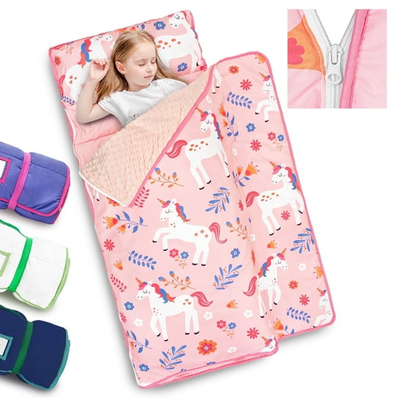 Primlect Toddler Nap Mat, Detachable Blanket & Removable Pillow, for Daycare, Camping and Travel