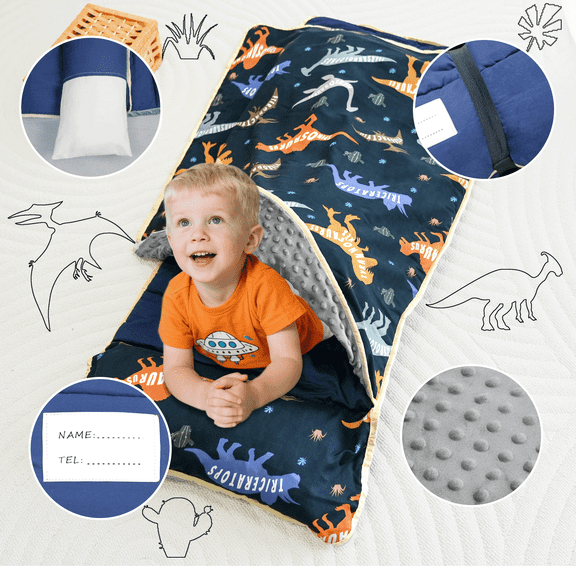 Primlect Nap Mat, 51.5" x 21.6", Extra Large Sleeping Bags with Removable Pillow, for Daycare
