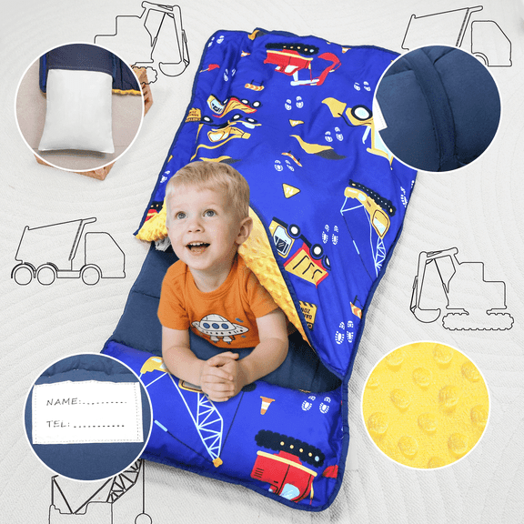 Primlect Nap Mat, 51.5" x 21.6", Extra Large Sleeping Bags with Removable Pillow, for Daycare