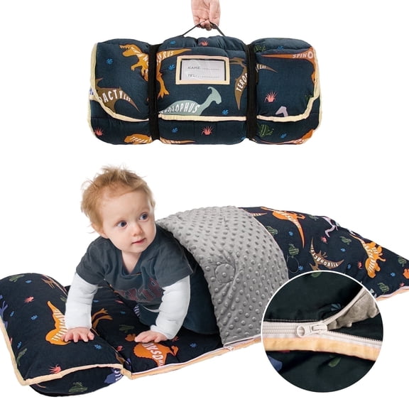 Primlect Nap Mat, 55" x 22" x 3" Sleeping Bag with Zipper, Removable Pillow and Blanket, for Daycare