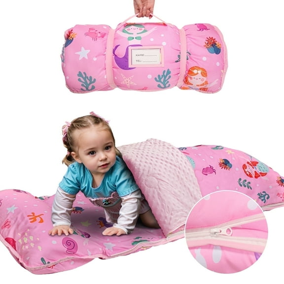 Primlect Nap Mat, 55" x 22" x 3" Sleeping Bag with Zipper, Removable Pillow and Blanket, for Daycare