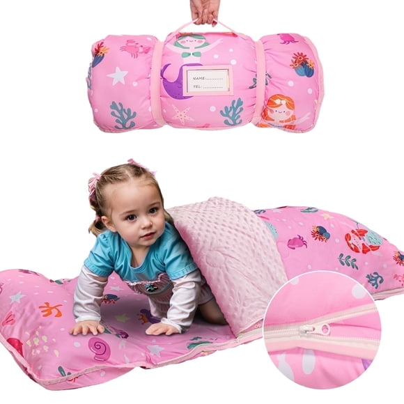 Primlect Nap Mat, 55" x 22" x 3" Sleeping Bag with Zipper, Removable Pillow and Blanket, for Daycare
