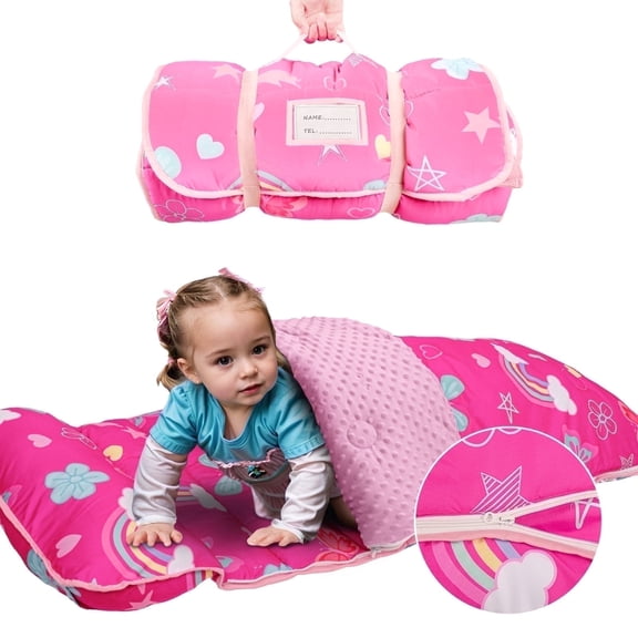 Primlect Nap Mat, 55" x 22" x 3" Sleeping Bag with Zipper, Removable Pillow and Blanket, for Daycare