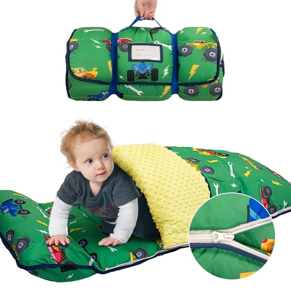 Primlect Nap Mat, 55" x 22" x 3" Sleeping Bag with Zipper, Removable Pillow and Blanket, for Daycare