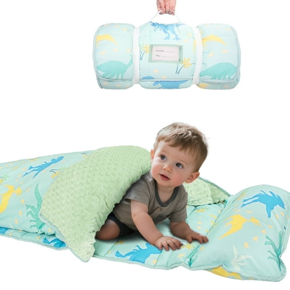 Primlect Nap Mat, 55" x 22", Extra Large Sleeping Bags with Removable Pillow, for Daycare, Green