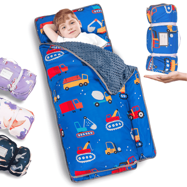 Primlect Nap Mat for Toddlers Aged 1–3, 45" x 22" , Cozy Sleeping Bags with Removable Pillow, for Daycare