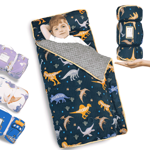 Primlect Nap Mat for Toddlers Aged 1-3, 45" x 22", Cozy Sleeping Bags with Removable Pillow, for Daycare