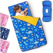 Primlect Toddler Nap Mat, Extra Large Sleeping Bag with Removable Pillow, 55" x 22" Sleeping Mat, Easy to Roll & Store, for Daycare, Preschool