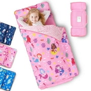 Primlect Nap Mat, 55" x 22", Portable Sleeping Bag with Removable Pillow, Easy to Roll & Store, Pink