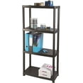 Primo 12 inch 4 Tier Plastic Storage Shelving Unit Organizer, Black