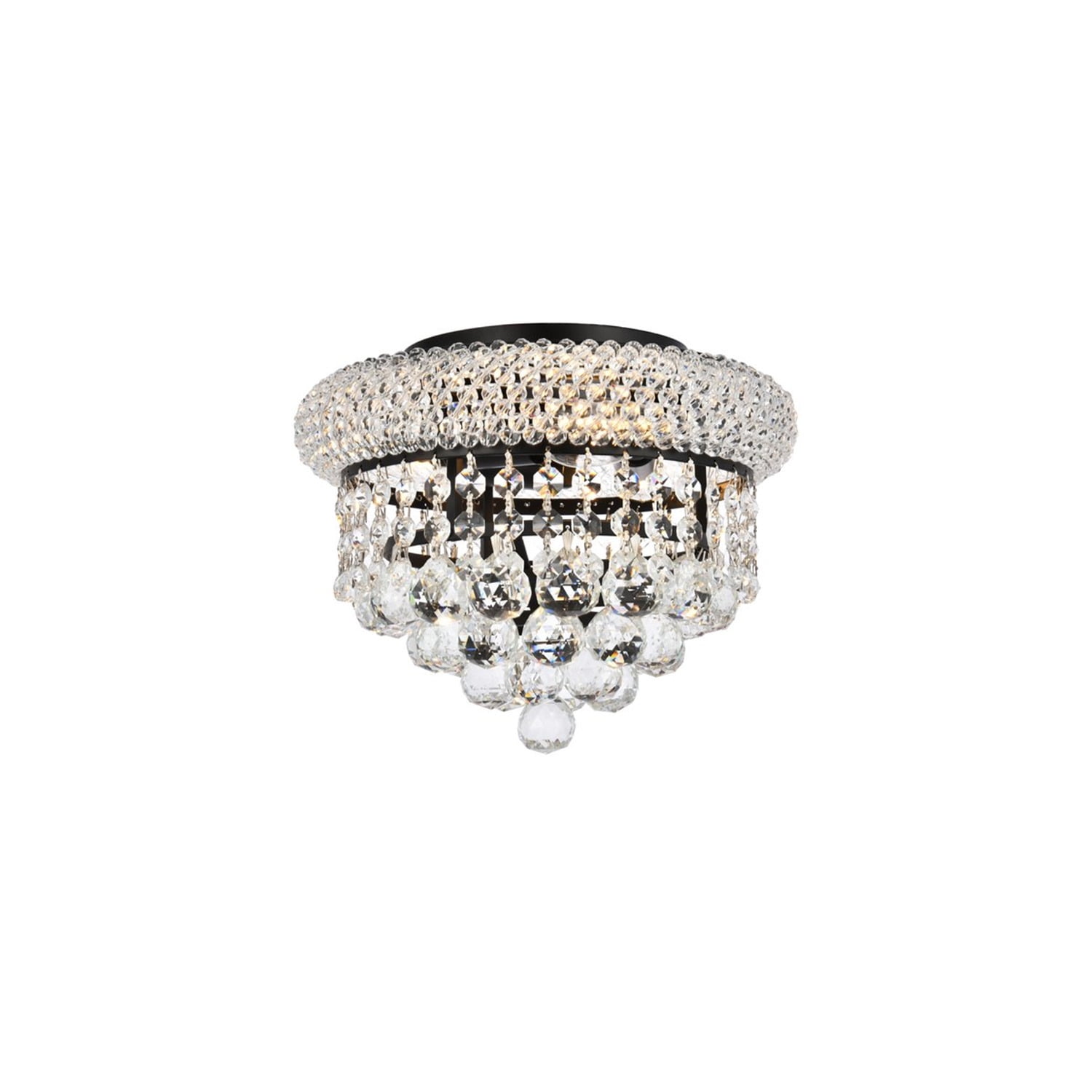 Primo 10-inch Matte Black and Clear Crystal Flush Mount Light